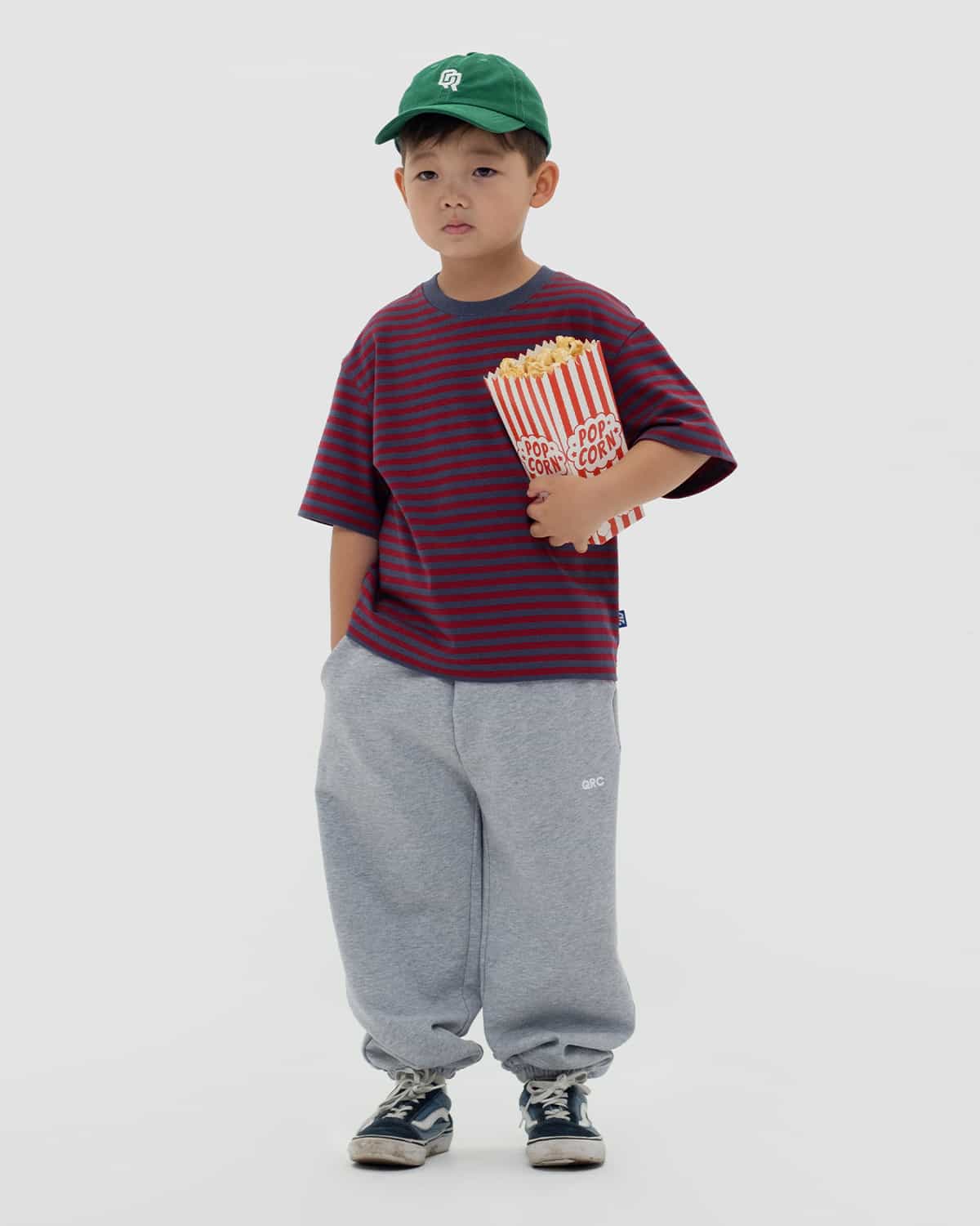 KIDS T-SHIRT STRIPED  DARK NAVY-BURGUNDY